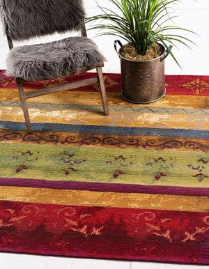 Unique Loom Outdoor Modern Traditional Machine Made Geometric Rug Multi, Gold/Ivory/Light Blue/Red/Orange 5' 4" x 6' 1"