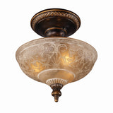 Restoration 12'' Wide 3-Light Semi Flush Mount - Antique Golden Bronze 08100-AGB Elk Lighting