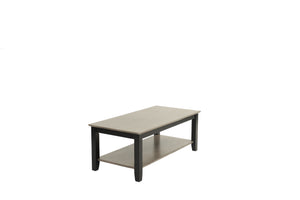 English Elm Gray Modern Two-Tone 47" Coffee Table with Walnut Veneer Top, Solid Rubberwood Legs & Shelf Storage B011P396179