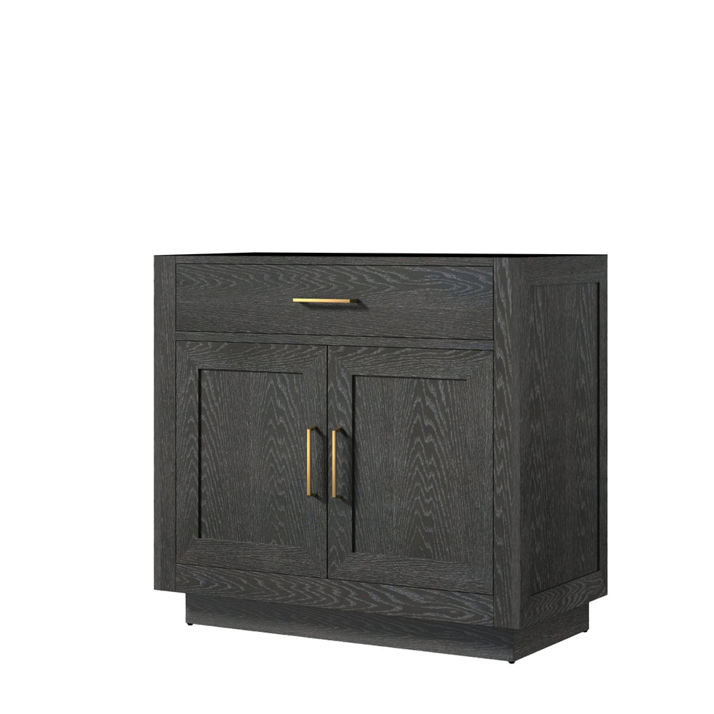English Elm Black Oak Single Bath Vanity 36-in W x 22-in D – Midcentury Wood Single Sink, Soft-Close, Ready B2731P260807