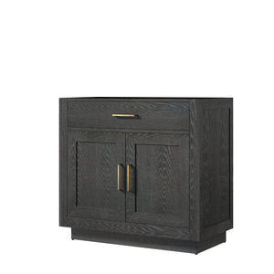 English Elm Black Oak Single Bath Vanity 36-in W x 22-in D – Midcentury Wood Single Sink, Soft-Close, Ready B2731P260807