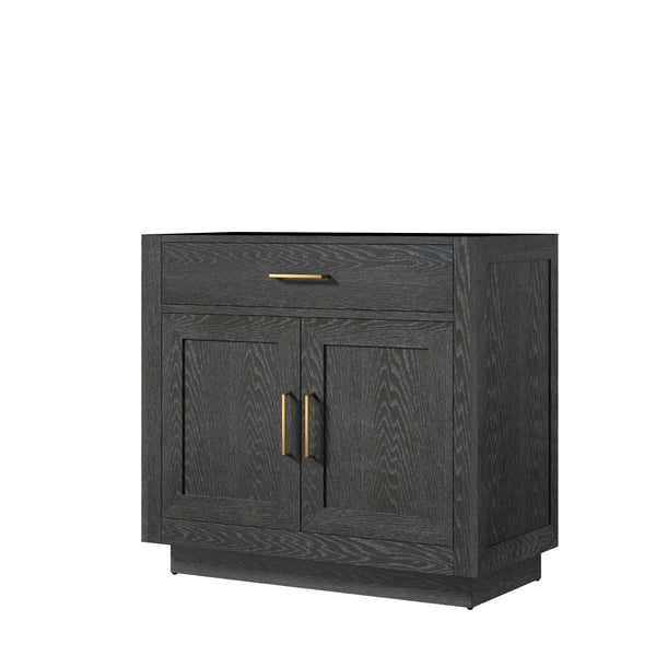 English Elm Black Oak Single Bath Vanity 36-in W x 22-in D – Midcentury Wood Single Sink, Soft-Close, Ready B2731P260807