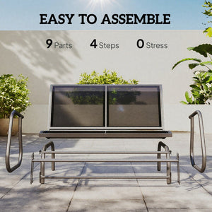 English Elm Double Seat Outdoor Patio Glider Bench Powder Coated Steel Sling Fabric Swing T3971P383635