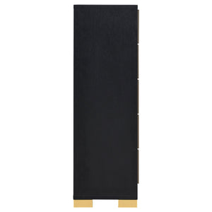 English Elm Medici 5-Drawer Chest - Sleek Black Storage Solution With Gold Accents For Modern Bedrooms & Decor B062P353270