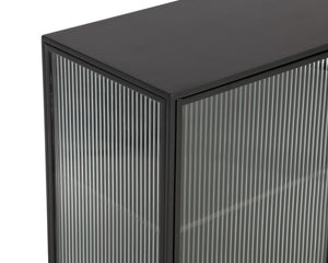 Sunpan Parsons Sideboard: Timeless Mid-Century Modern Design with Fluted Glass Doors and Matte Black Frame Small - 35.5W x 15D x 30H