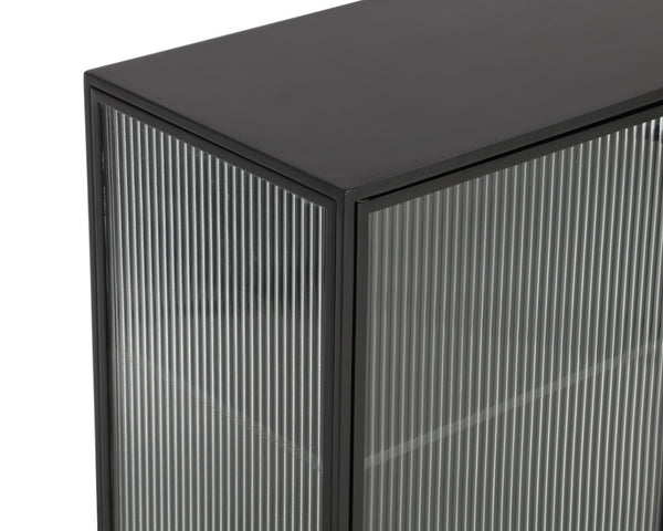 Sunpan Parsons Sideboard: Timeless Mid-Century Modern Design with Fluted Glass Doors and Matte Black Frame Small - 35.5W x 15D x 30H