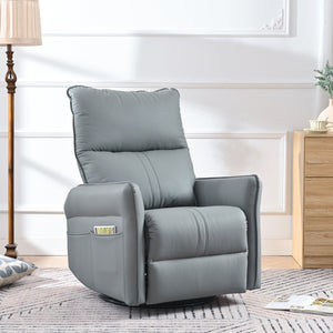 English Elm 360° Swivel Rocker Recliner Chair with Pull-Ring Recline, 360° Swivel, Rocking Comfort for Living Spaces Blue Gray W1028S00051