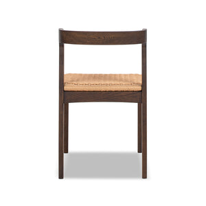 English Elm Jennifer Taylor Home - Capri Handcrafted Oak Dining Chair with Curved Back and Woven Natural Fiber Seat, Sculptural Elegance Dark Brown B2719P395562