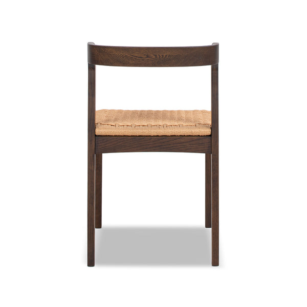 English Elm Jennifer Taylor Home - Capri Handcrafted Oak Dining Chair with Curved Back and Woven Natural Fiber Seat, Sculptural Elegance Dark Brown B2719P395562