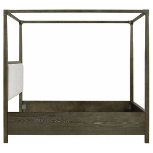 English Elm Sundance Dark Cocoa Queen Bed with Upholstered Channel Headboard and Light Canopy for Modern Romance B062S01363
