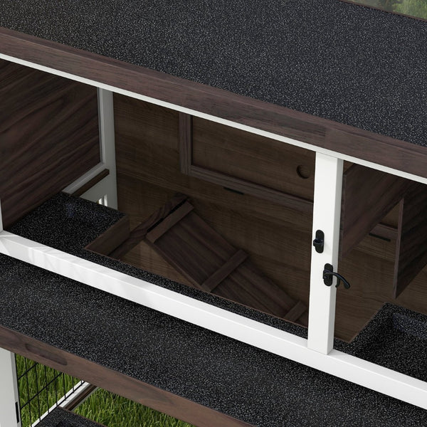 English Elm Pawhut 2-Tier Rabbit Hutch With Easy Access & Weather Protection, Perfect Outdoor Home For Pets! W2225P200694-GIGA