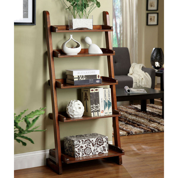 English Elm 5-Tier Ladder Bookshelf Antique Oak Finish with Five Open Shelves, Sturdy Modern Storage & Display (98) B016P356094