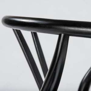 EuroStyle Evelina Beechwood Dining Chair with Handwoven Rush Seat Mid-Century Modern Style Black/Natural 08157BLK