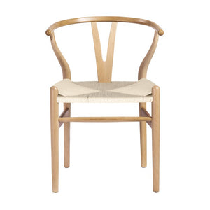 EuroStyle Evelina Beechwood Dining Chair with Handwoven Rush Seat Mid-Century Modern Style Natural/Natural 08157NAT