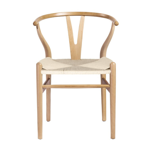 EuroStyle Evelina Beechwood Dining Chair with Handwoven Rush Seat Mid-Century Modern Style Natural/Natural 08157NAT