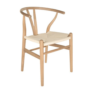 EuroStyle Evelina Beechwood Dining Chair with Handwoven Rush Seat Mid-Century Modern Style Natural/Natural 08157NAT