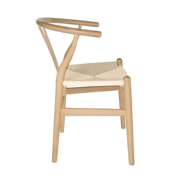 EuroStyle Evelina Beechwood Dining Chair with Handwoven Rush Seat Mid-Century Modern Style Natural/Natural 08157NAT