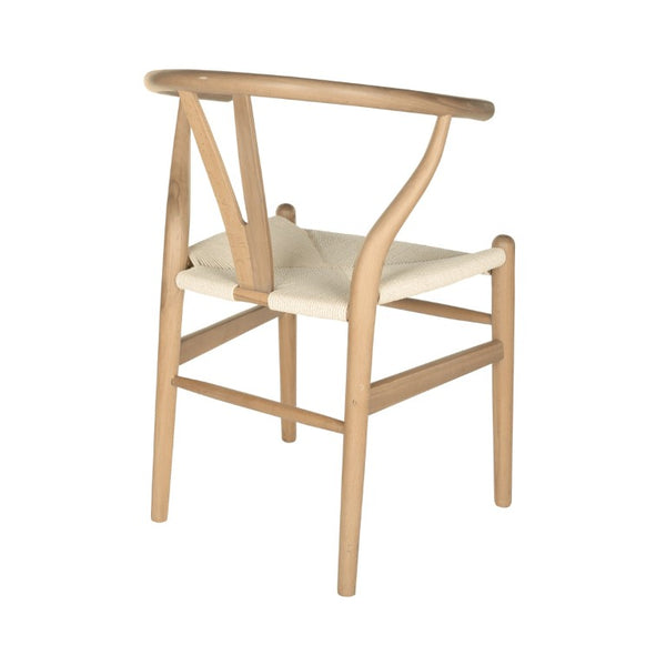 EuroStyle Evelina Beechwood Dining Chair with Handwoven Rush Seat Mid-Century Modern Style Natural/Natural 08157NAT