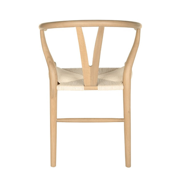 EuroStyle Evelina Beechwood Dining Chair with Handwoven Rush Seat Mid-Century Modern Style Natural/Natural 08157NAT