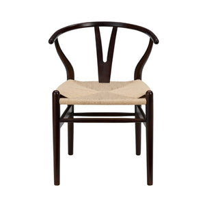 EuroStyle Evelina Beechwood Dining Chair with Handwoven Rush Seat Mid-Century Modern Style Walnut/Natural 08157WAL