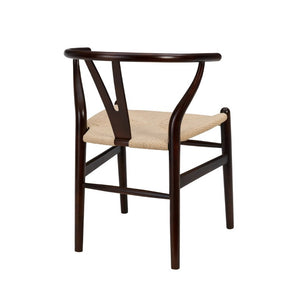 EuroStyle Evelina Beechwood Dining Chair with Handwoven Rush Seat Mid-Century Modern Style Walnut/Natural 08157WAL