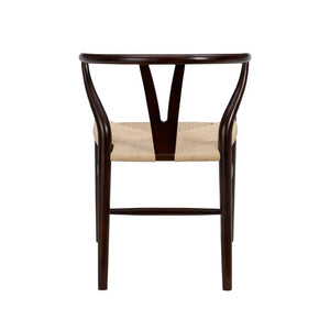 EuroStyle Evelina Beechwood Dining Chair with Handwoven Rush Seat Mid-Century Modern Style Walnut/Natural 08157WAL