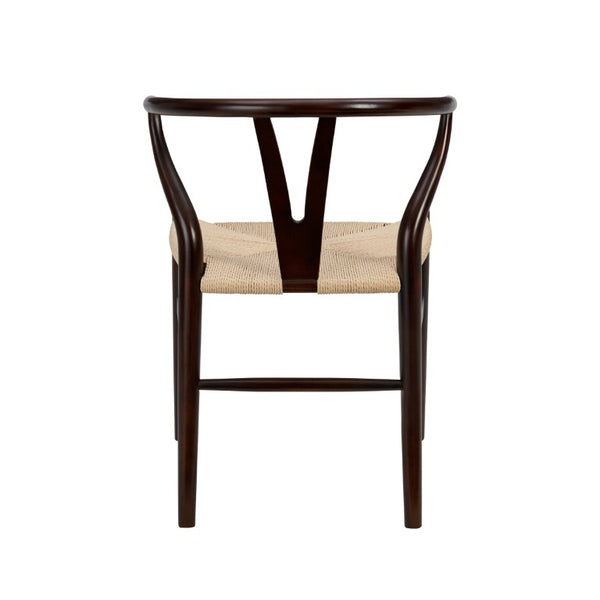 EuroStyle Evelina Beechwood Dining Chair with Handwoven Rush Seat Mid-Century Modern Style Walnut/Natural 08157WAL