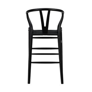 EuroStyle Evelina Handwoven Rush Seat Barstool Solid Beechwood Frame for Kitchen Islands Black/Black 08161BLK