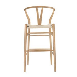 EuroStyle Evelina Beechwood Bar Stool with Handwoven Rush Seat for Kitchen Island or Home Bar Natural/Natural 08165NAT