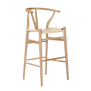 EuroStyle Evelina Beechwood Bar Stool with Handwoven Rush Seat for Kitchen Island or Home Bar Natural/Natural 08165NAT
