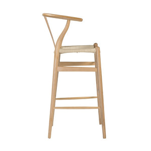 EuroStyle Evelina Beechwood Bar Stool with Handwoven Rush Seat for Kitchen Island or Home Bar Natural/Natural 08165NAT