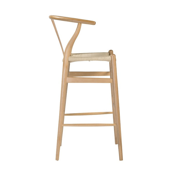 EuroStyle Evelina Beechwood Bar Stool with Handwoven Rush Seat for Kitchen Island or Home Bar Natural/Natural 08165NAT