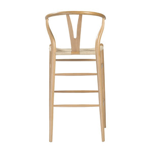 EuroStyle Evelina Beechwood Bar Stool with Handwoven Rush Seat for Kitchen Island or Home Bar Natural/Natural 08165NAT