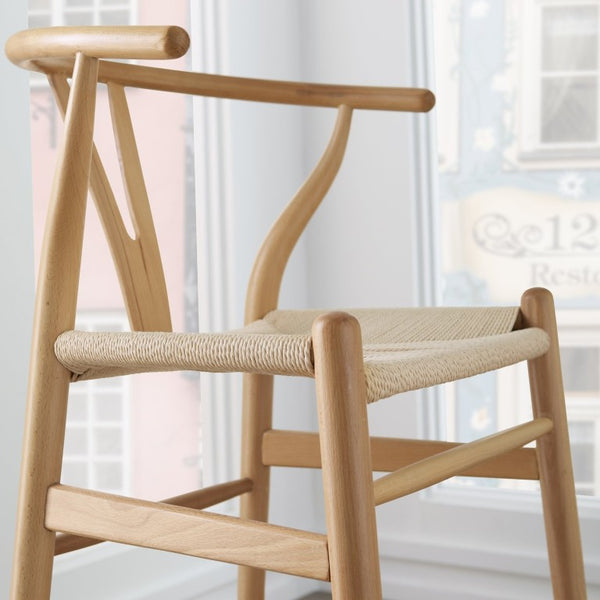 EuroStyle Evelina Beechwood Bar Stool with Handwoven Rush Seat for Kitchen Island or Home Bar Natural/Natural 08165NAT
