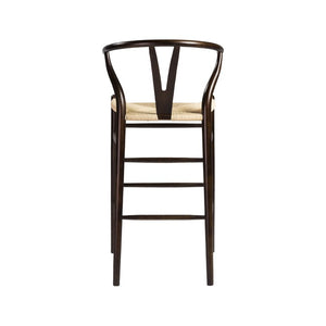 EuroStyle Evelina Beechwood Bar Stool with Handwoven Rush Seat for Kitchen Island or Home Bar Walnut/Natural 08165WAL
