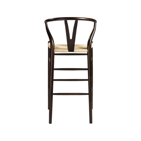 EuroStyle Evelina Beechwood Bar Stool with Handwoven Rush Seat for Kitchen Island or Home Bar Walnut/Natural 08165WAL