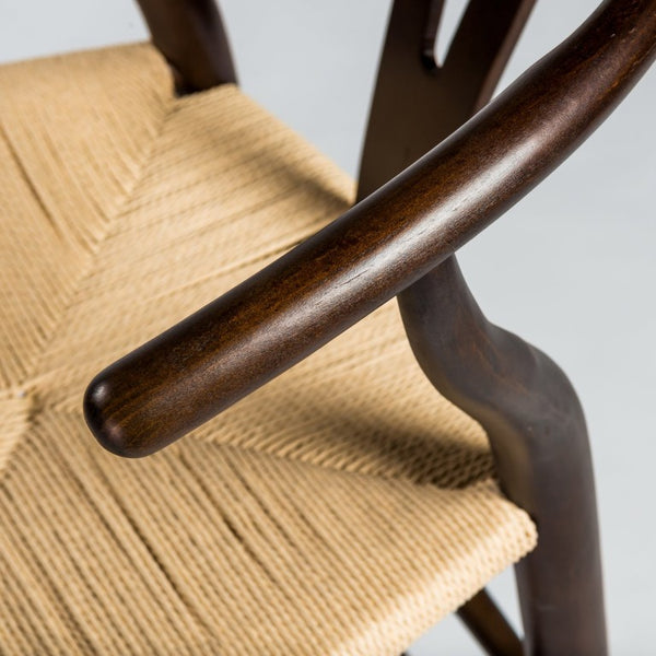 EuroStyle Evelina Beechwood Bar Stool with Handwoven Rush Seat for Kitchen Island or Home Bar Walnut/Natural 08165WAL