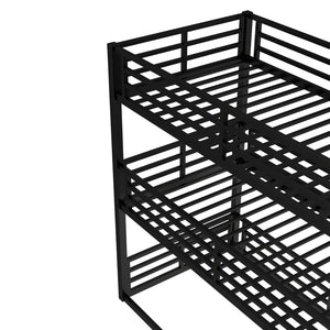 English Elm Twin Metal Triple Bunk Bed With Safety Guardrails - Heavy-Duty, Noise-Reduced Design In Black Finish P1 W1580S00142-GIGA
