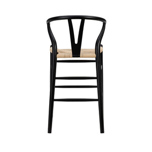Eurostyle Evelina Counter Stool - Timeless Midcentury Design With Rush Seat And Sturdy Wood Frame For Elegance Black,Natural Solid Beechwood Frame 08169blk