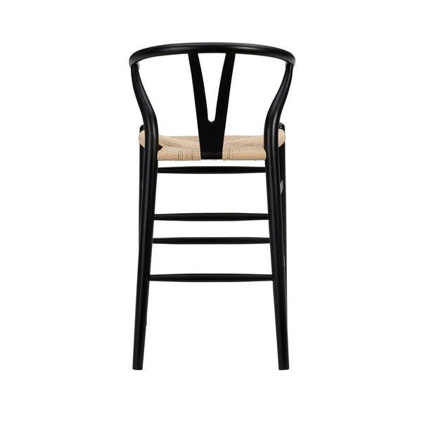 Eurostyle Evelina Counter Stool - Timeless Midcentury Design With Rush Seat And Sturdy Wood Frame For Elegance Black,Natural Solid Beechwood Frame 08169blk