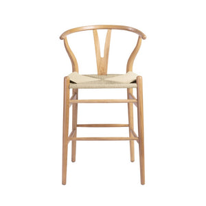 EuroStyle Evelina Handwoven Rush Seat Barstool Solid Beechwood Frame for Kitchen Islands Natural/Natural 08169NAT