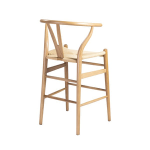 EuroStyle Evelina Handwoven Rush Seat Barstool Solid Beechwood Frame for Kitchen Islands Natural/Natural 08169NAT