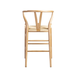 EuroStyle Evelina Handwoven Rush Seat Barstool Solid Beechwood Frame for Kitchen Islands Natural/Natural 08169NAT