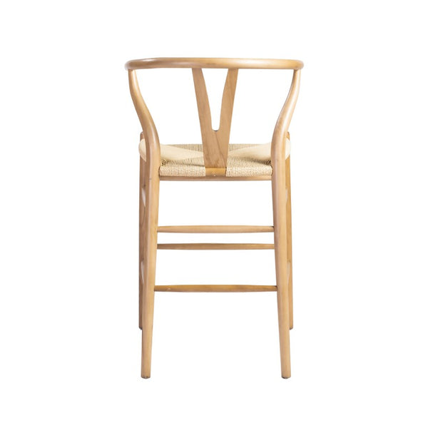 EuroStyle Evelina Handwoven Rush Seat Barstool Solid Beechwood Frame for Kitchen Islands Natural/Natural 08169NAT