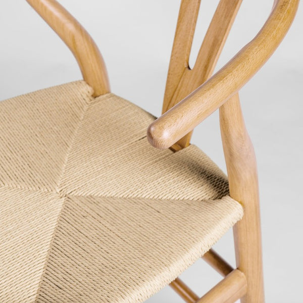 EuroStyle Evelina Handwoven Rush Seat Barstool Solid Beechwood Frame for Kitchen Islands Natural/Natural 08169NAT