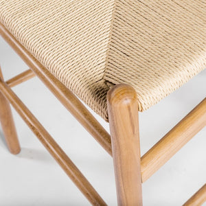 EuroStyle Evelina Handwoven Rush Seat Barstool Solid Beechwood Frame for Kitchen Islands Natural/Natural 08169NAT