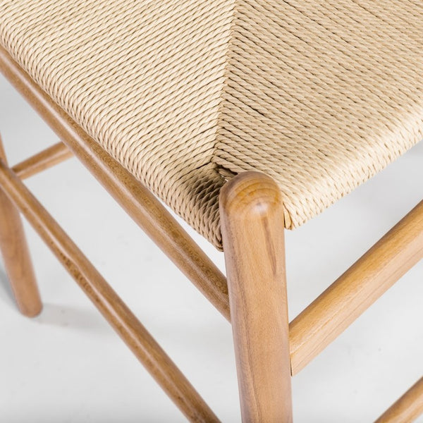 EuroStyle Evelina Handwoven Rush Seat Barstool Solid Beechwood Frame for Kitchen Islands Natural/Natural 08169NAT