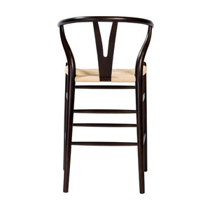 EuroStyle Evelina Handwoven Rush Seat Barstool Solid Beechwood Frame for Kitchen Islands Walnut/Natural 08169WAL