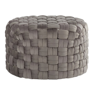 English Elm Round Velvet Ottoman with Braided Texture Foam Seat for Living Room or Bedroom B202P223704