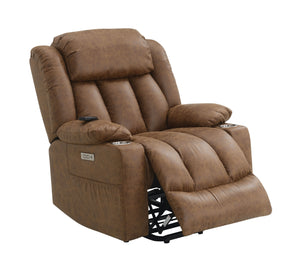 English Elm Pacay Faux Leather Aire Power Recliner with Lift, Heat & Massage, Pocket Coil Seat, Cup Holders Brown 35.1 L x 30.8 W x 30.4 H B2726P245483